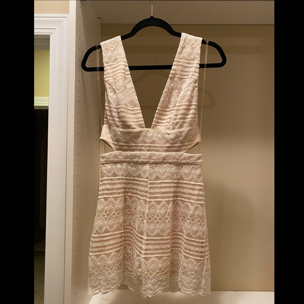 Nude/White Lace Romper w/ cutouts (Medium) NEW